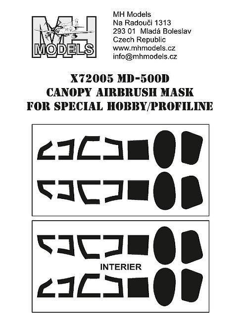 1:72 MD-500D Canopy Airbrush Mask