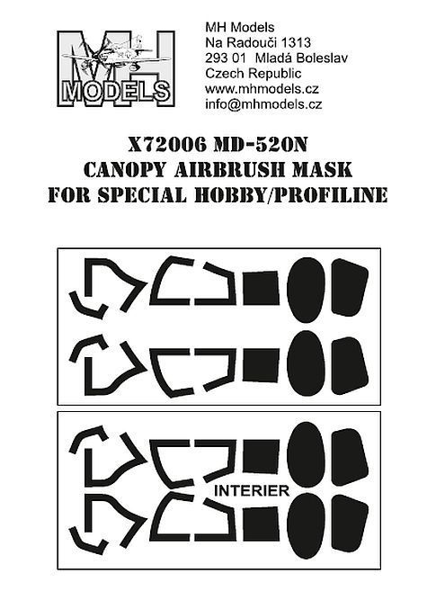 1:72 MD-520N Canopy Airbrush Mask