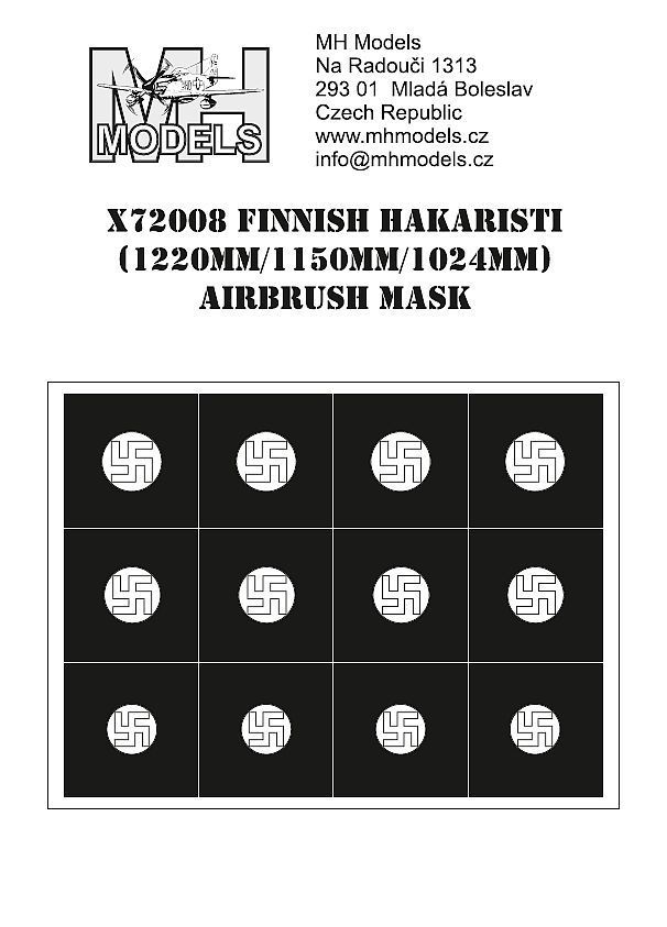 1:72 Finnish hakaristi vol.II 1220mm/1150mm/1024mm airbrush mask