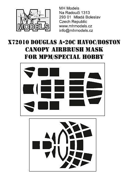 1:72 Douglas A-20C Havoc/Boston canopy airbrush mask