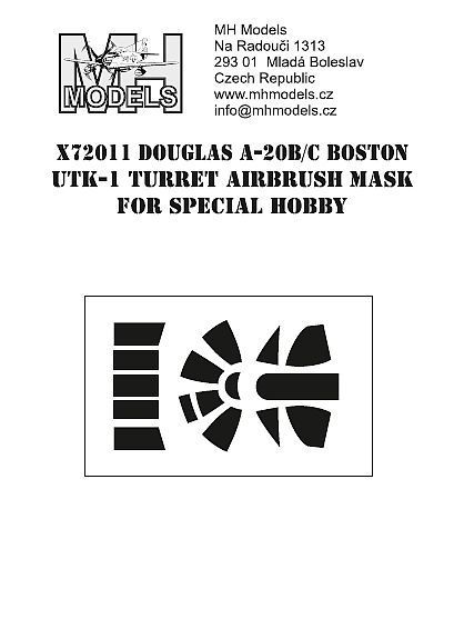 1:72 Douglas A-20B/C Boston UTK-1 turret canopy airbrush mask