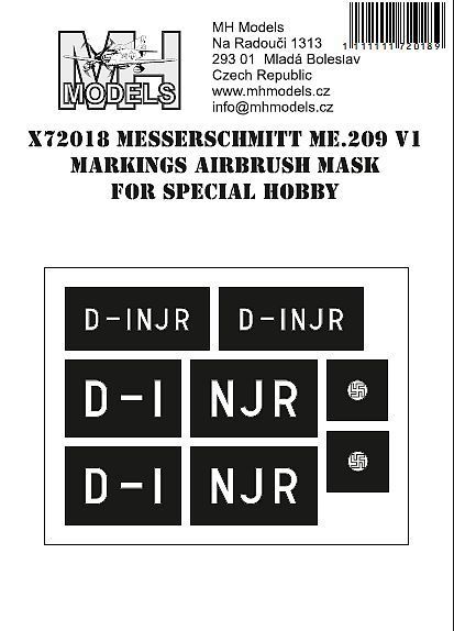 1:72 Messerschmitt Me.209 V1 markings airbrush mask