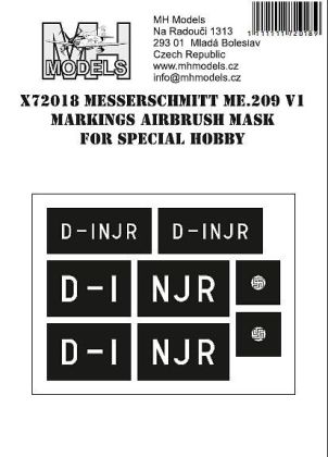 1:72 Messerschmitt Me.209 V1 markings airbrush mask