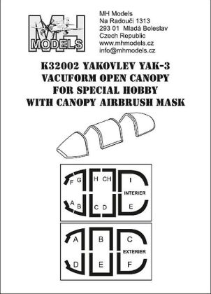 1:32 Yakovlev Yak-3 vacuform opened canopy