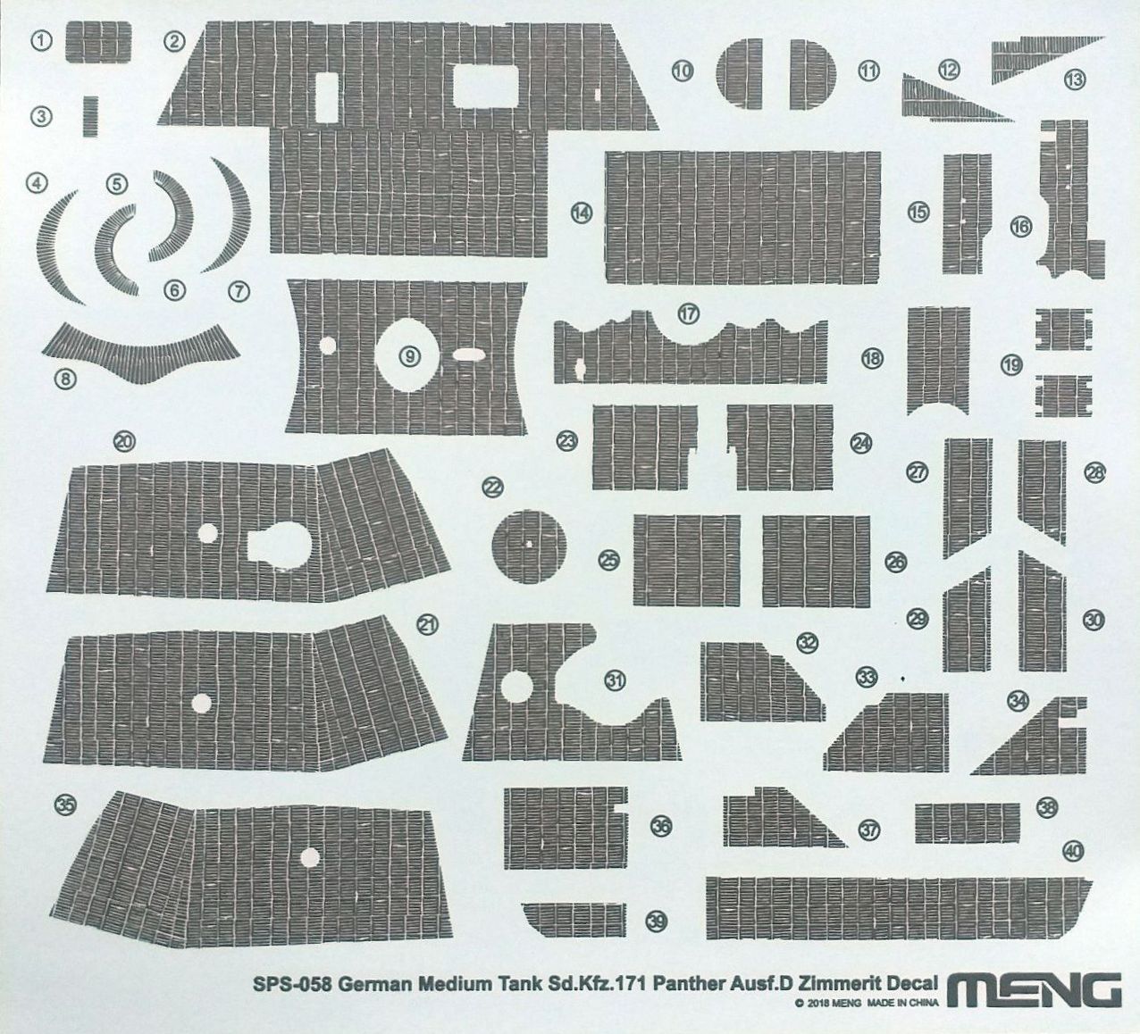 1:35 GERMAN MEDIUM TANK SD.KFZ.171 PANTHER AUSF.D ZIMMERIT DECAL
