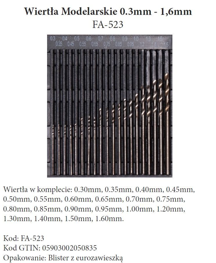Drill 0.3 mm - 1.6 mm 20 pcs