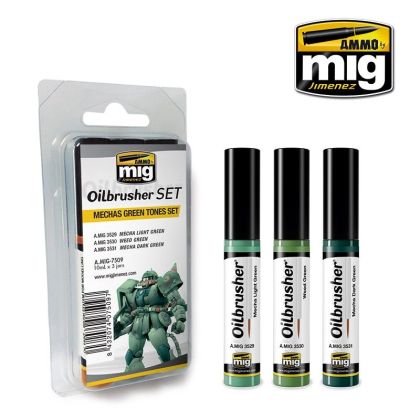 Mechas Green Tones Color Set - Oil paint with fine brush applicator 3x10ml