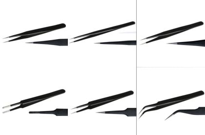 Set of precision tweezers 6 pieces