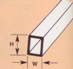 Rectangular Tubing (1 pcs)  H-6,4mm W-4,8mm Wall-0,6mm L-375mm