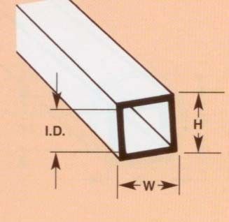 Squere Tubing (1 pcs)  H-4,8mm W-4,8mm I.D-3,6mm Wall-0,6mm L-375mm