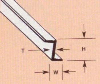 Profil Z (1 pcs) H-1,6mm W-1,0mm T-0,4mm L-250mm