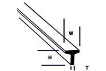 Profil T (1 pcs)  H-3,2mm W-3,2mm T-1,0mm L-375mm