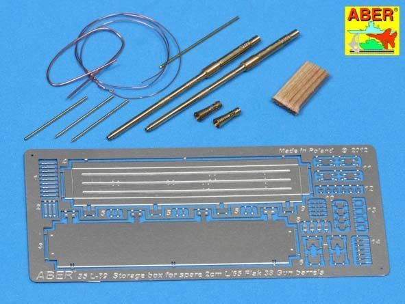 1:35 Set of 2 German 2cm L/65 gun barrel for Flak 38 with storage box