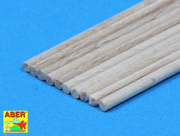 Wood round rods 2,00 mm lenght 250 mm x 10 pcs