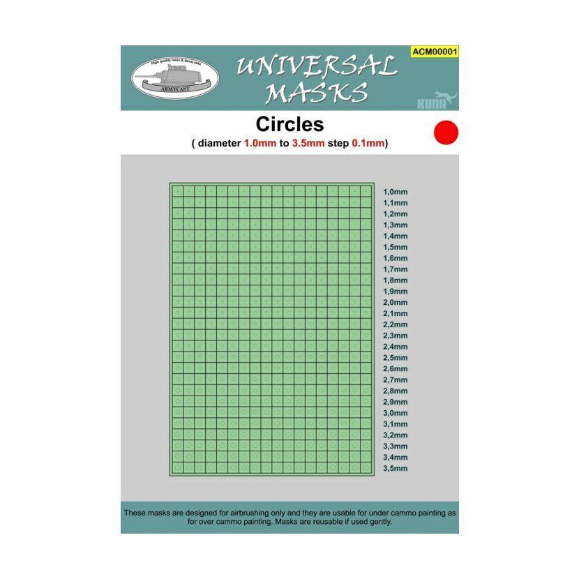Circles - kolečka (diameter 1,0 to 3,5mm step 0,1mm)