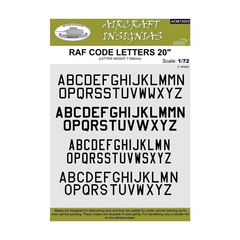 1:72 RAF Code Letters 20
