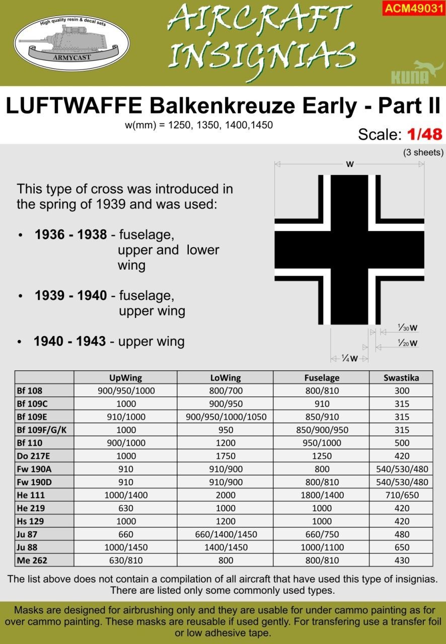 1:48 LUFTWAFFE BALKENKREUZE EARLY - PART II