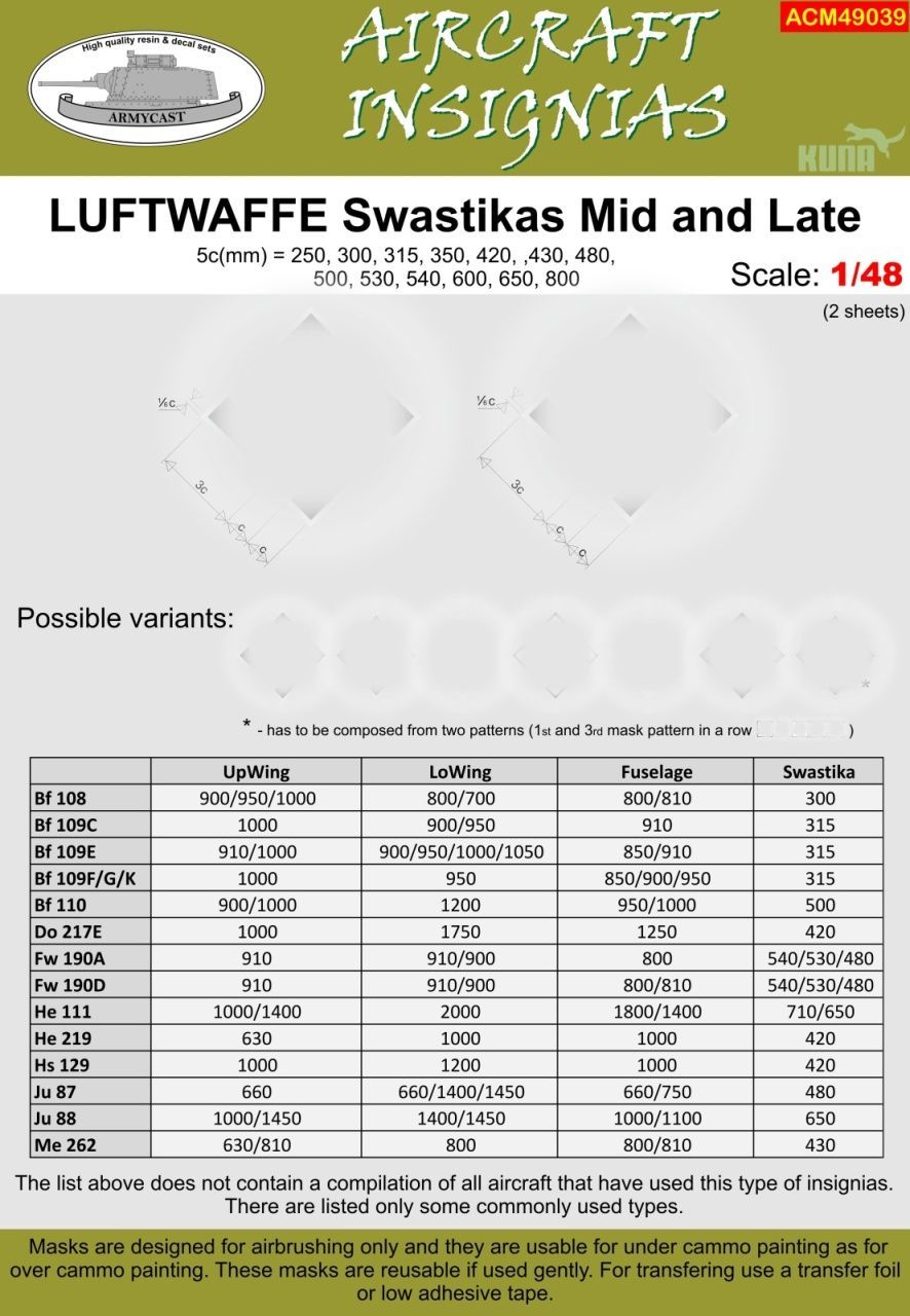 1:48 LUFTWAFFE SWASTIKAS MID AND LATE
