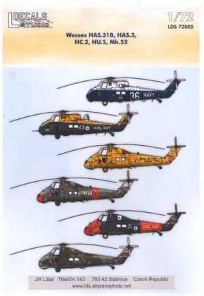 1:72 Decals Wessex HAS.31B,HC.2,Mk.52 (6x camo)