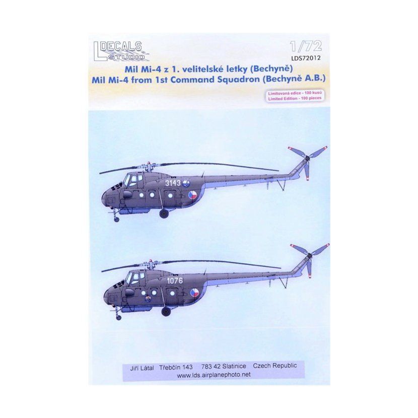 1:72 Decals Mil Mi-4 '1st Command Squadron' (CZ)