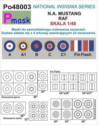 1:48 National Insignia Series N.A. Mustang RAF Masks for self-marking