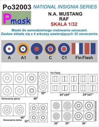 1:32 National Insignia Series N.A. Mustang RAF Masks for self-marking