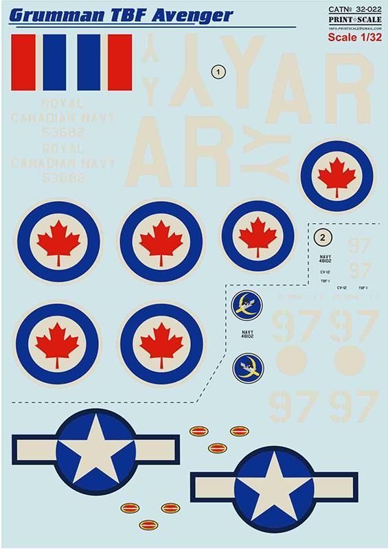 1:32 Grumman TBF Avenger (wet decals)