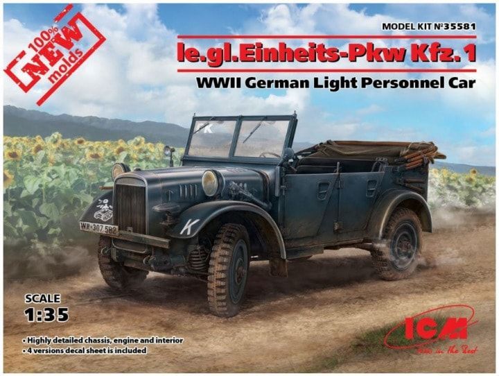 1:35 le.gl.Einheits-Pkw Kfz.1 WWII German Light Personnel Car