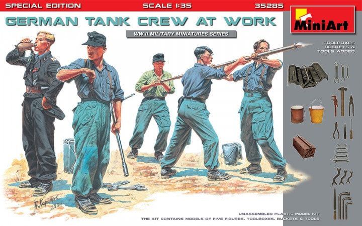 1:35 German Tank Crew at Work Toolboxes, Buckets & Tools added