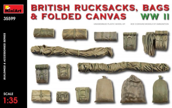 1:35 British Rucksacks, Bags & Folded Canvas WWII