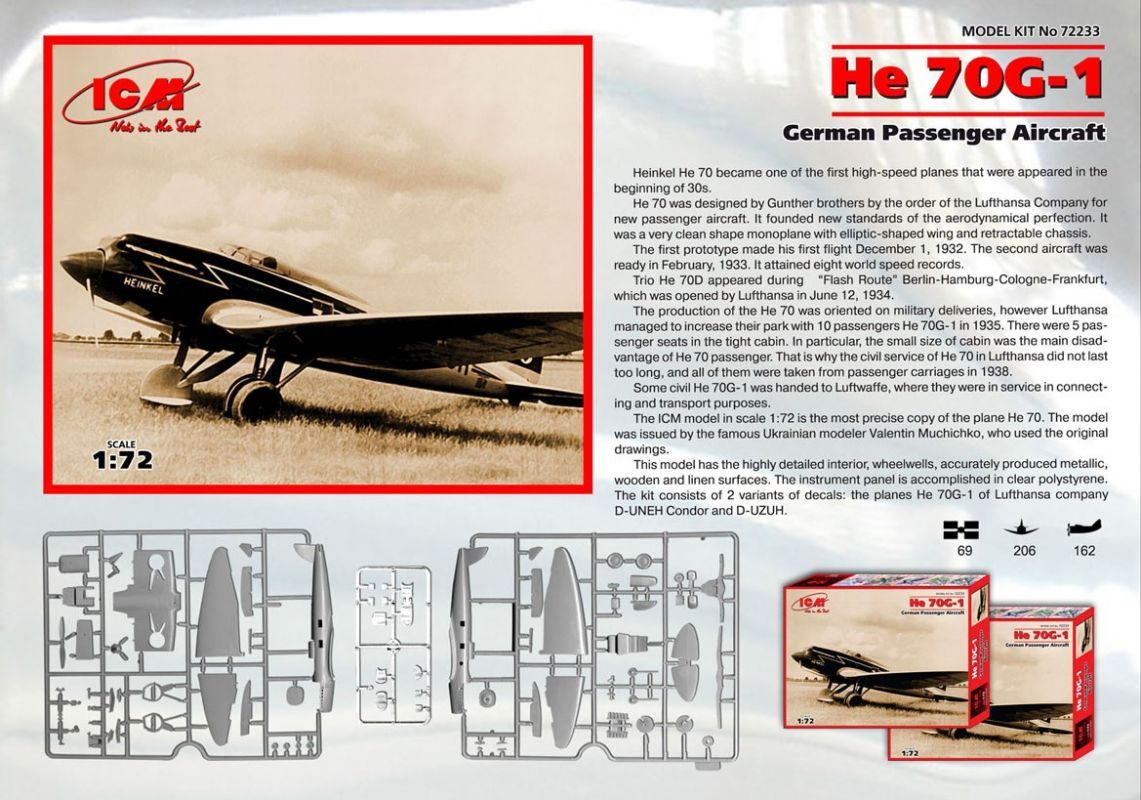 1:72 He 70G-1 German Passenger Aircraft