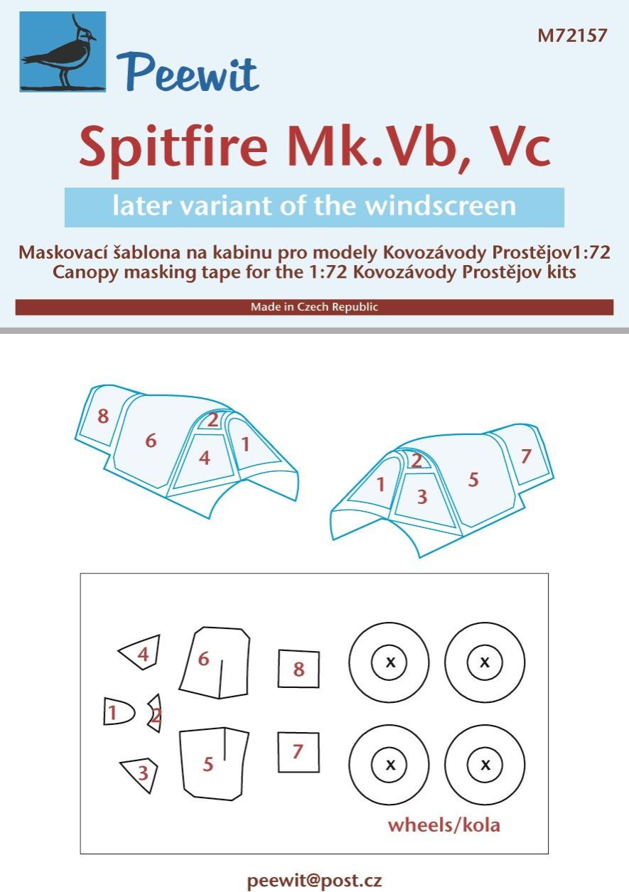 1:72 Supermarine Spitfire Mk.Vb (late), Mk.Vc (designed to be used with KP kits)