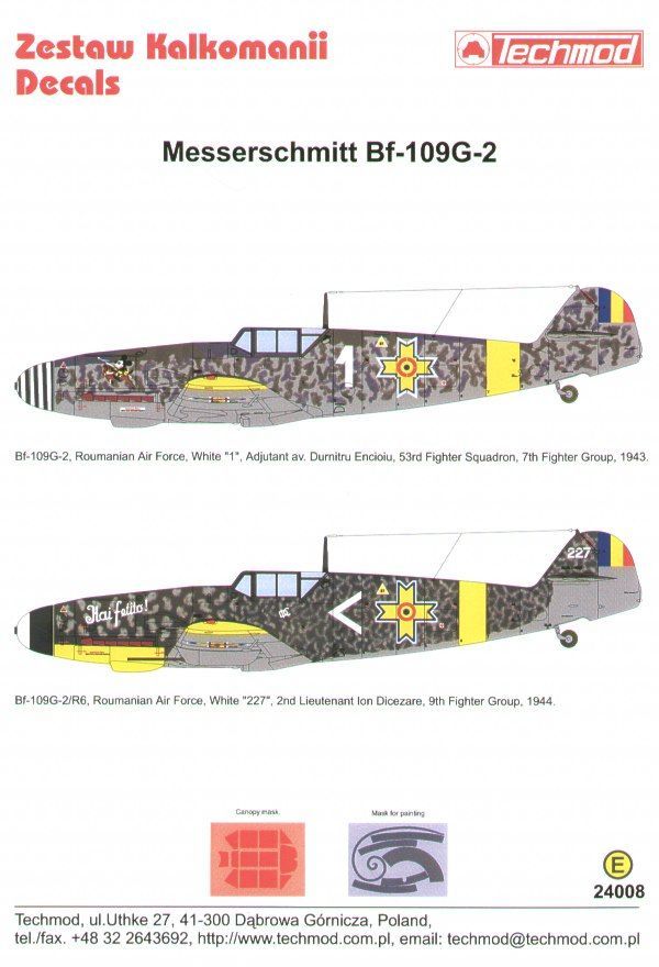 1:24 Bf 109G-2 Roumanian AF (+maska na kabinu)