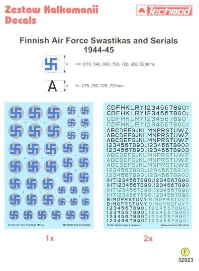 1:32 Finnish Air Force Swastikas and Serials 1944-45