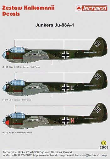 1:32 Junkers Ju 88A-1 (KG30, LG1, KG51 Francie -1940)