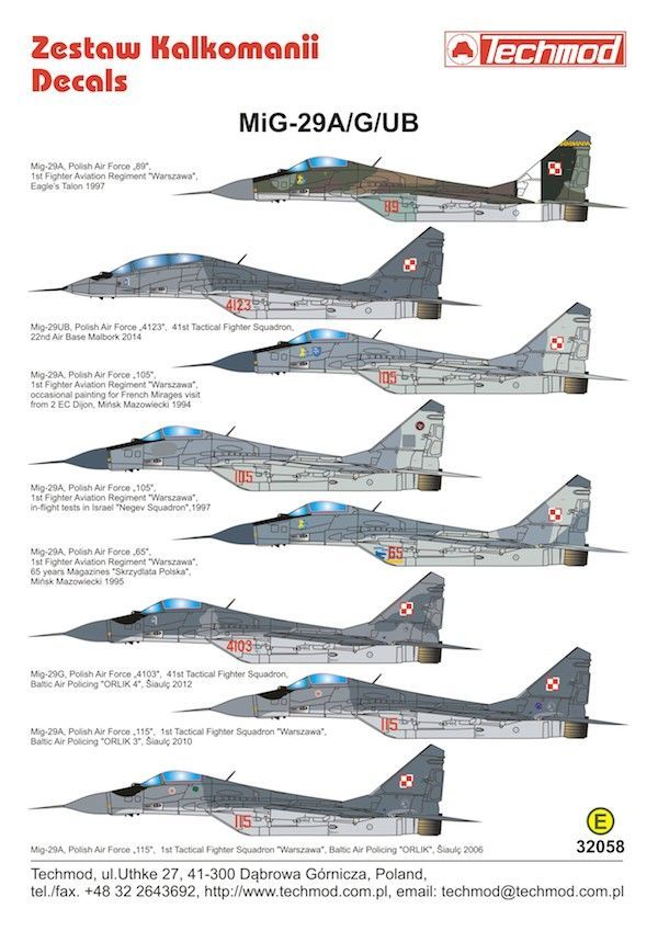 1:32 Mikoyan MiG-29A/MiG-29G/MiG-29UB