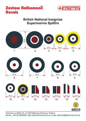 1:48 British National Insignias - Supermarine Spitfire