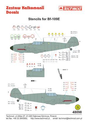1:48 Stencils for Messerschmitt Bf 109E