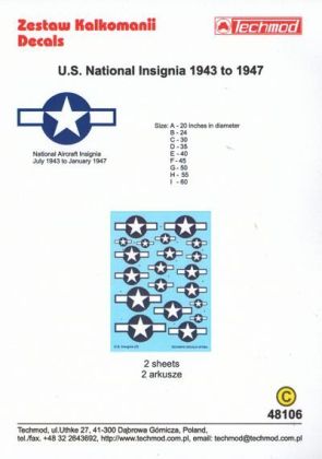 1:48 U.S. National Insignia 1943 to present (July 1943 to January 1947)