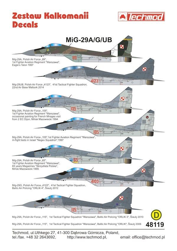 1:48 Mikoyan MiG-29A/MiG-29G/MiG-29UB Polish Air Force