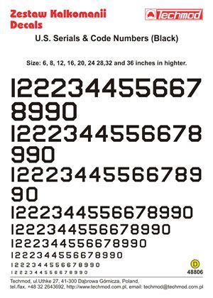 1:48 U.S. Serial & Code Numbers Black