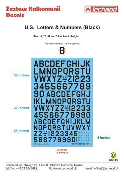 1:48 Black U.S. Letters & Numbers