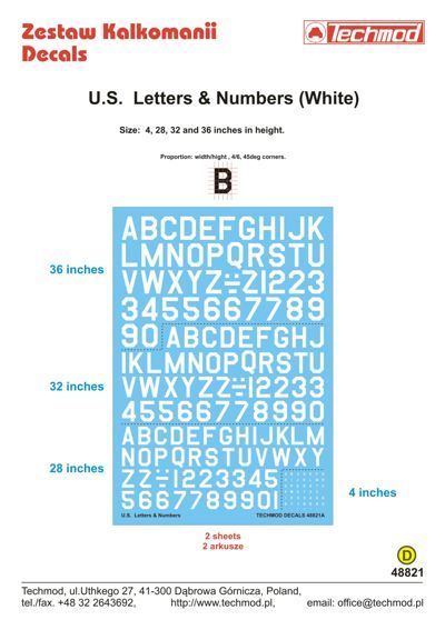 1:48 White U.S. Letters & Numbers