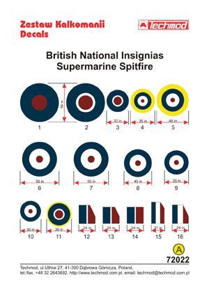 1:72 British National Insignias - Supermarine Spitfire