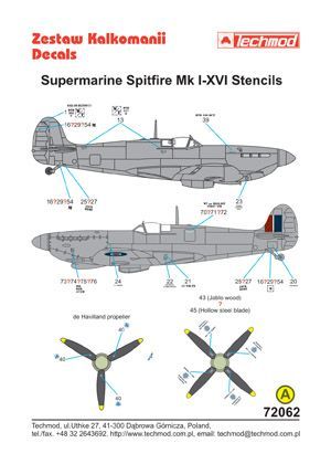1:72 Supermarine Spitfire I-XVI Stencils