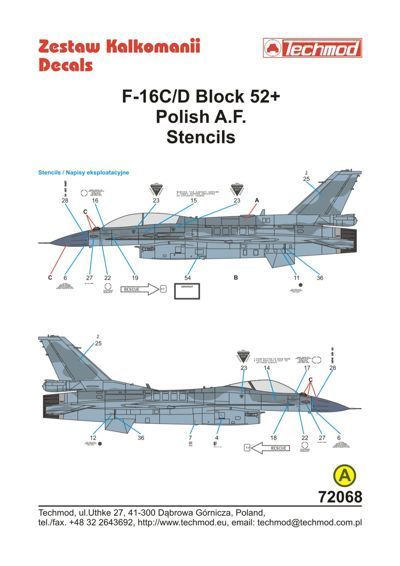 1:72 Lockheed-Martin F-16C/D Stencils
