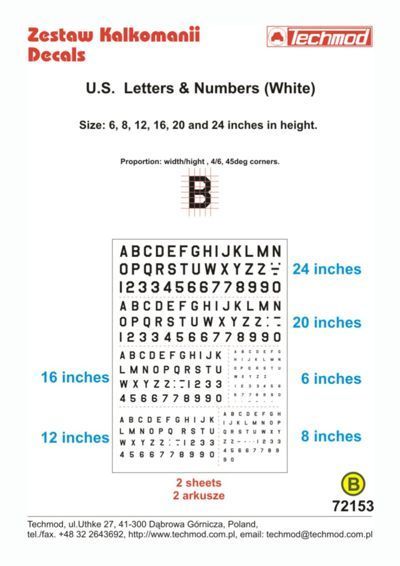 1:72 US Letters & Numbers (White) 