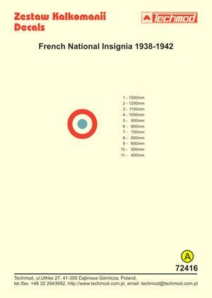 1:72 French National Insignia 1938-1942