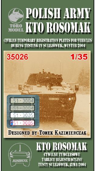 1:35 Polish Army - KTO ROSOMAK civilian temporary registration plates