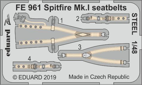 1:48 Spitfire Mk.I seatbelts STEEL